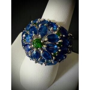 Massive Natural Kyanite Chrome Diopside Cluster Dome Ring